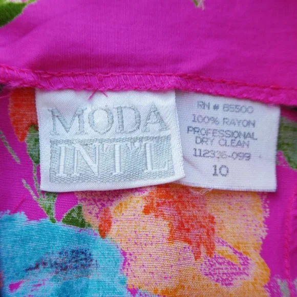 Vintage Moda Int'l Pink Floral Sheath Tank Dress Princess Zipper Back M - Picture 8 of 8